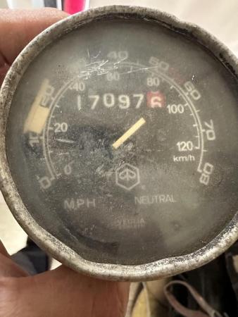 This is a shot of a vespa p200 speedo