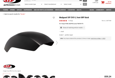 This is a shot of a sip evo ii mudguard for p series