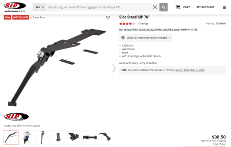 This is a photograph of a p-series side stand