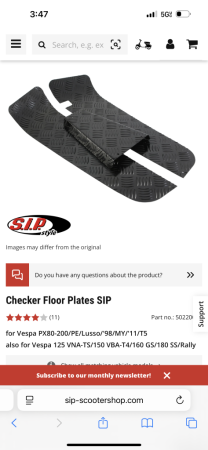 This is a visual of a vespa sip floor board