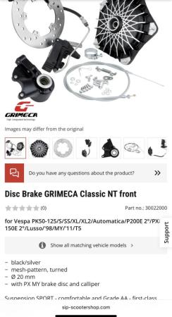 This is an image of a disc brake grimeca kit